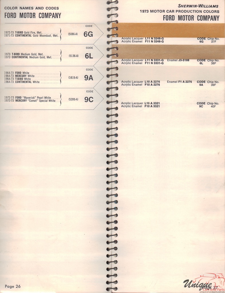 1973 Ford Paint Charts Williams 4